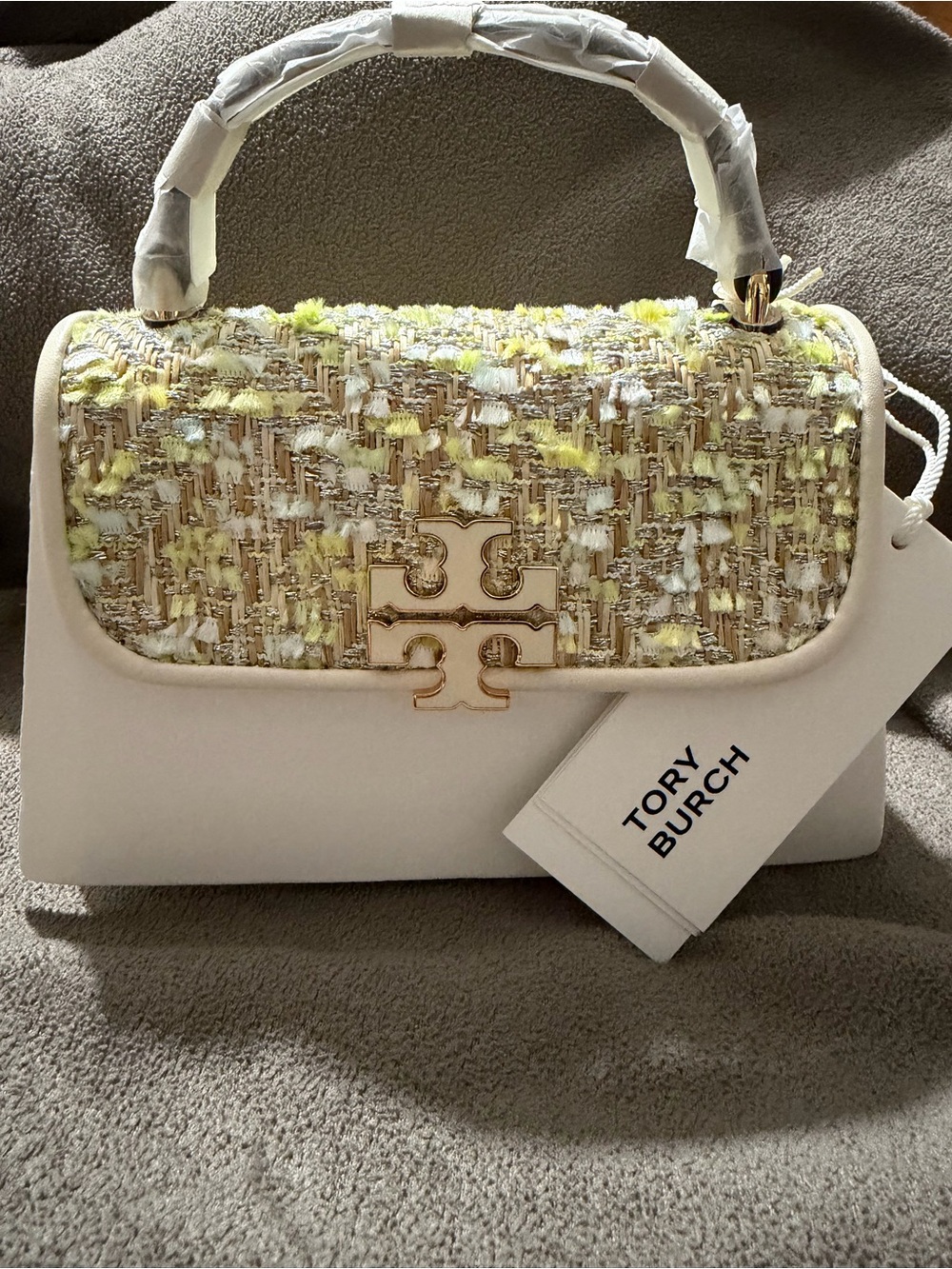 Tory Burch Britten Raffia Tweed Mini Top Handle